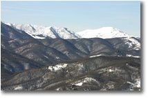 Foto Busalla&Ronco Scrivia - Panorami - Boschi innevati attorno al lago della Busalletta: sullo sfondo il Monte Tobbio