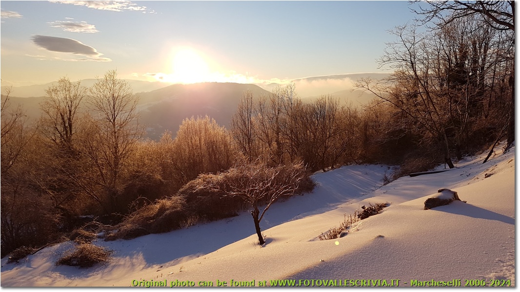 Neve tinta dal sole al tramonto - Savignone - 2018 - Panorami - Inverno - HTC One S Nokia C7-00 (o altro cell)